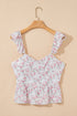 Floral Ruffle Strap Peplum Bustier Top