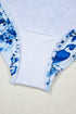 Floral Ruffle Strap Tie Front One Piece Swimsuit