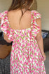 Floral Ruffle Trim Square Neck A Line Maxi Dress
