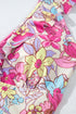 Floral Ruffle Trim V Neck Lace-up Back Tummy Control One Piece Swimsuit
