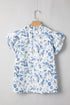 Floral Ruffled Flutter Sleeve Tie Neck Woven Blouse