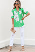 Floral Scalloped Trim Short Sleeve Button Down Shirt