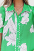 Floral Scalloped Trim Short Sleeve Button Down Shirt