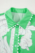 Floral Scalloped Trim Short Sleeve Button Down Shirt