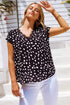 Floral Scalloped V Neck Short Sleeves Top