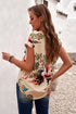 Floral Scalloped V Neck Short Sleeves Top