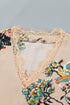 Floral Scalloped V Neck Short Sleeves Top