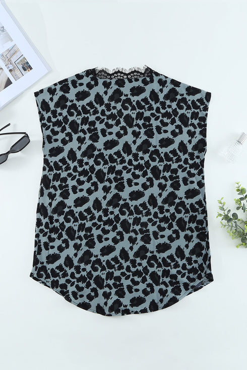 Floral Scalloped V Neck Short Sleeves Top