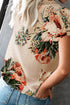 Floral Scalloped V Neck Short Sleeves Top