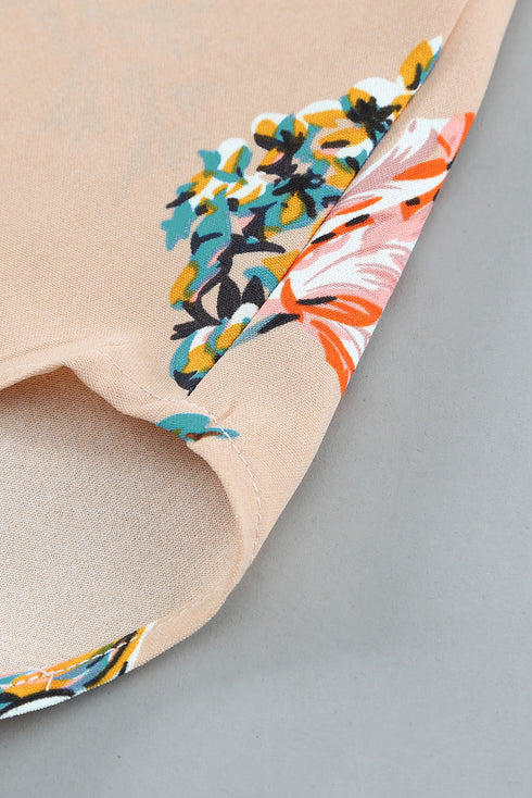 Floral Scalloped V Neck Short Sleeves Top