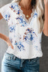 Floral Scalloped V Neck Short Sleeves Top