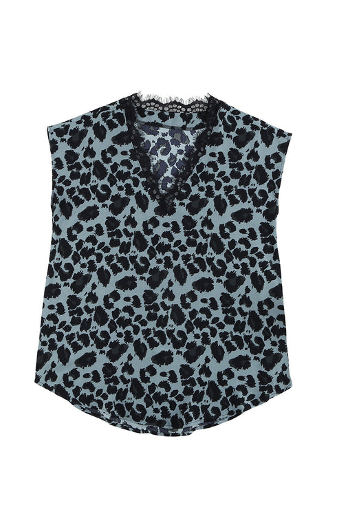 Floral Scalloped V Neck Short Sleeves Top