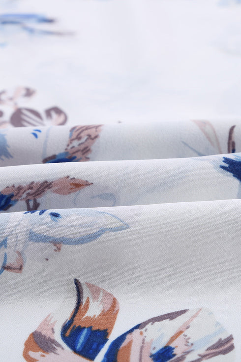 Floral Scalloped V Neck Short Sleeves Top