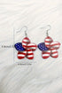 Floral Shape Flag Pattern Lightweight Acrylic Hook Earrings