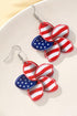 Floral Shape Flag Pattern Lightweight Acrylic Hook Earrings