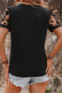 Floral Sheer Mesh Patchwork Relaxed V Neck Top