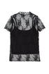 Floral Sheer Mesh Short Sleeve Mock Neck Blouse