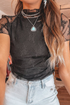 Floral Sheer Mesh Short Sleeve Mock Neck Blouse