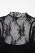 Floral Sheer Mesh Short Sleeve Mock Neck Blouse