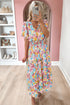 Floral Short Sleeve Smocked Waist Maxi dress