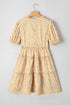 Floral Short Sleeve V Neck Frilly Tie Mini Dress