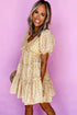 Floral Short Sleeve V Neck Frilly Tie Mini Dress