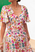 Floral Short Sleeve V Neck High Waist Maxi Dress