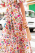 Floral Short Sleeve V Neck High Waist Maxi Dress
