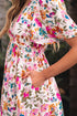 Floral Short Sleeve V Neck High Waist Maxi Dress