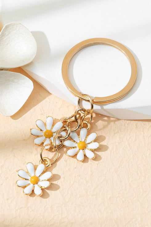 Floral Silhouette Alloy Metal Lobster Clasp Key Ring