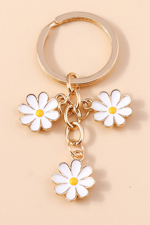 Floral Silhouette Alloy Metal Lobster Clasp Key Ring