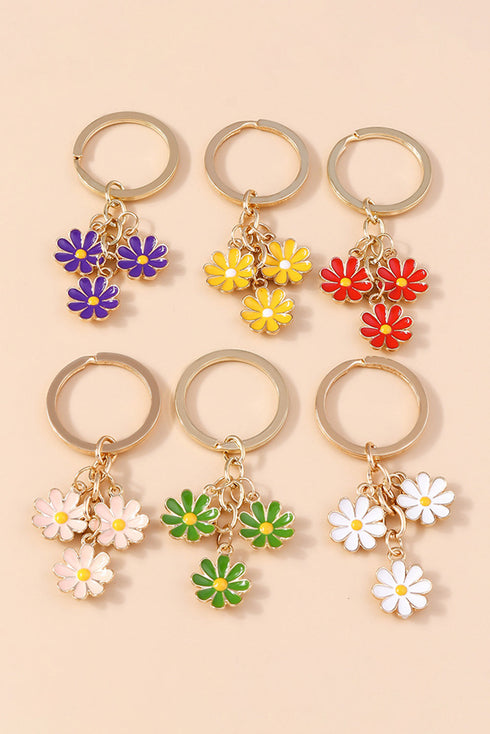 Floral Silhouette Alloy Metal Lobster Clasp Key Ring