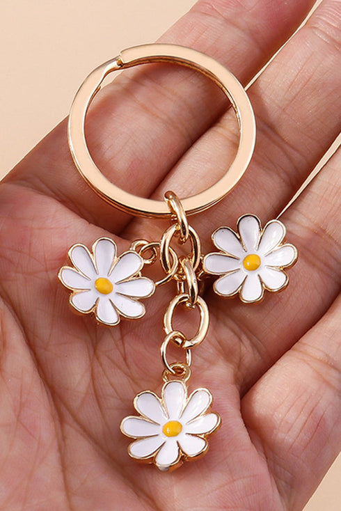 Floral Silhouette Alloy Metal Lobster Clasp Key Ring