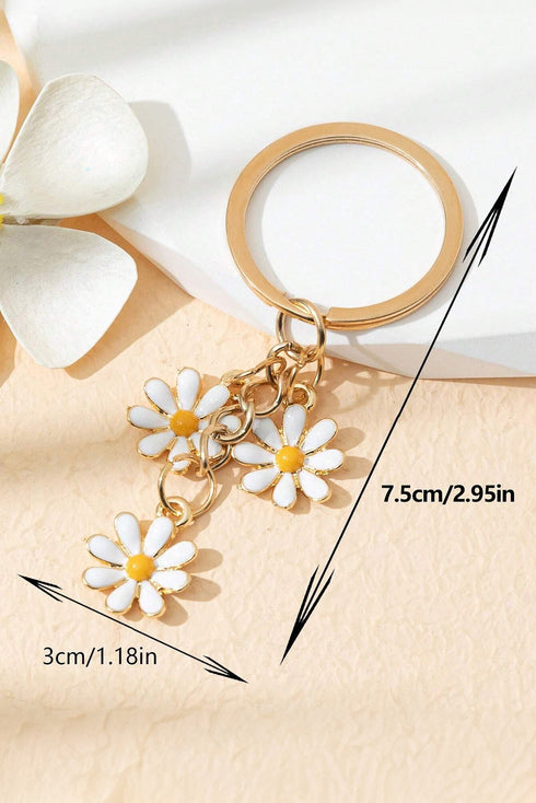Floral Silhouette Alloy Metal Lobster Clasp Key Ring
