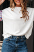 Floral Sleeve Ruffled V Neck Textured Patchwork Blouse