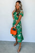 Floral Smocked Bodice Puff Sleeve Tiered Midi Dress