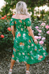 Floral Smocked Bodice Puff Sleeve Tiered Midi Dress