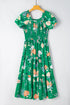 Floral Smocked Bodice Puff Sleeve Tiered Midi Dress