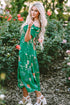 Floral Smocked Bodice Puff Sleeve Tiered Midi Dress