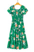 Floral Smocked Bodice Puff Sleeve Tiered Midi Dress