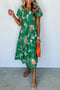 Floral Smocked Bodice Puff Sleeve Tiered Midi Dress