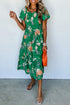 Floral Smocked Bodice Puff Sleeve Tiered Midi Dress
