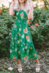 Floral Smocked Bodice Puff Sleeve Tiered Midi Dress