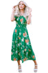 Floral Smocked Bodice Puff Sleeve Tiered Midi Dress