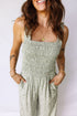 Floral Smocked Bodice Square Neck Wide Leg Jumpsuit