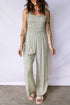 Floral Smocked Bodice Square Neck Wide Leg Jumpsuit
