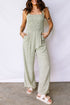 Floral Smocked Bodice Square Neck Wide Leg Jumpsuit