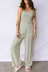 Floral Smocked Bodice Square Neck Wide Leg Jumpsuit