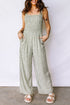 Floral Smocked Bodice Square Neck Wide Leg Jumpsuit