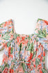 Floral Smocked Bust Bubble Short Sleeve Maxi Dress